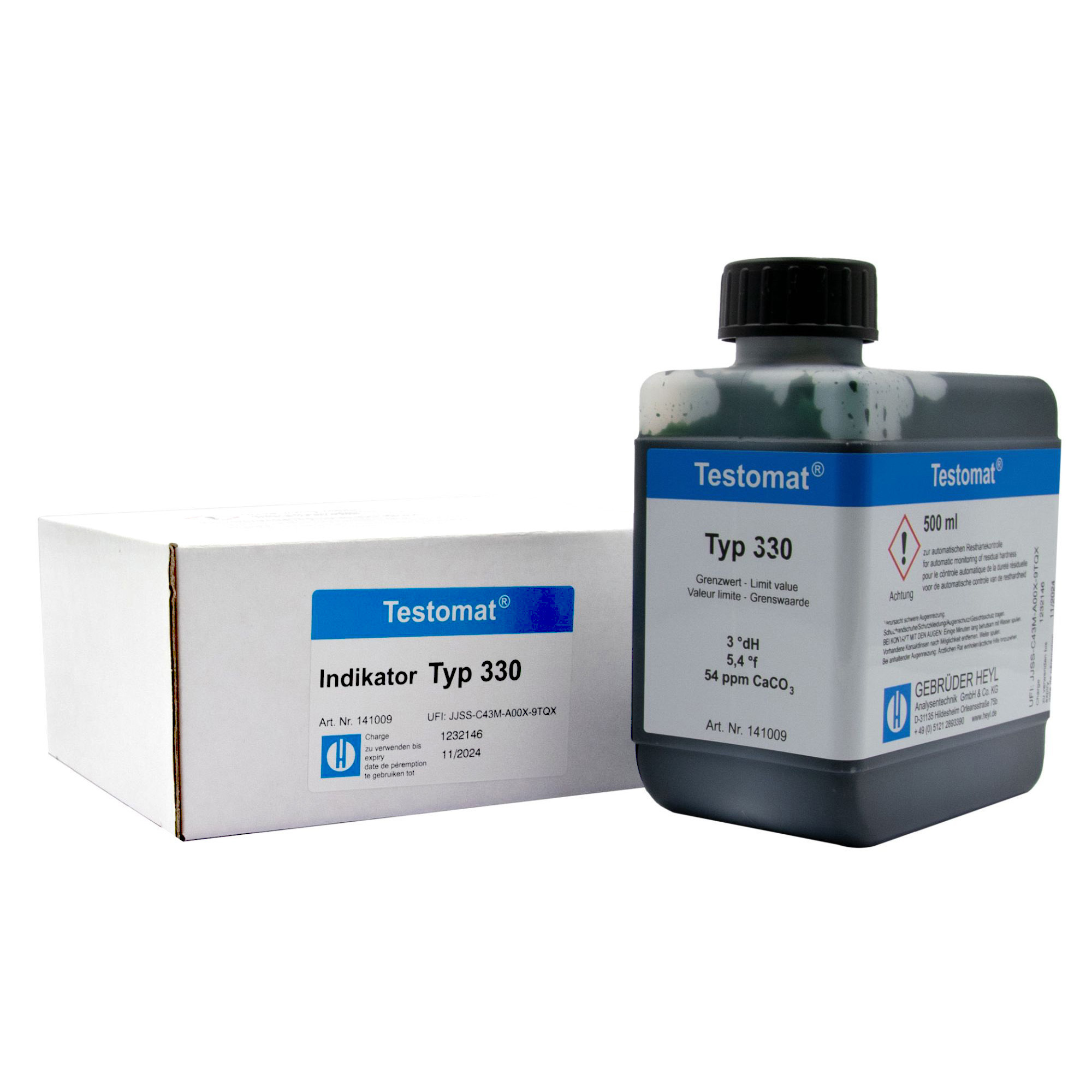 Testomat® 808 Indikator 330, 500 ml Flasche, Resthärte-Messung, Grenzwert 3,0 °dH