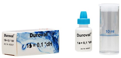 DUROVAL Titrationstest zur Wasserhärtemessung, Komplettset mit Reagenz und Tropfenflasche