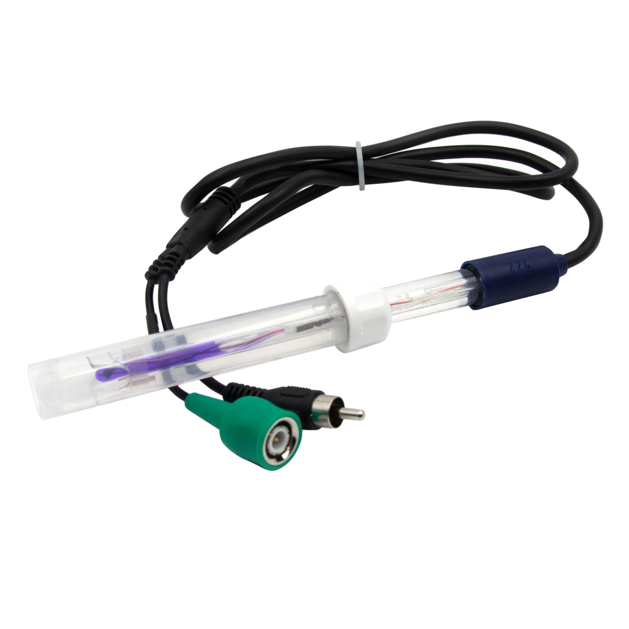 pH-Elektrode 201 T für Professional pH, Leitfähigkeit, TDS, mV, Redox, Temperatur Handmessgeräte Nahaufnahme der Elektrode, 1 Meter Kabel und der Anschlüsse für das Gerät