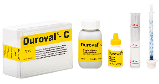 DUROVAL C, Testbesteck mit kalibrierter Pipette und Indikator, zur Bestimmung der Carbonathärte