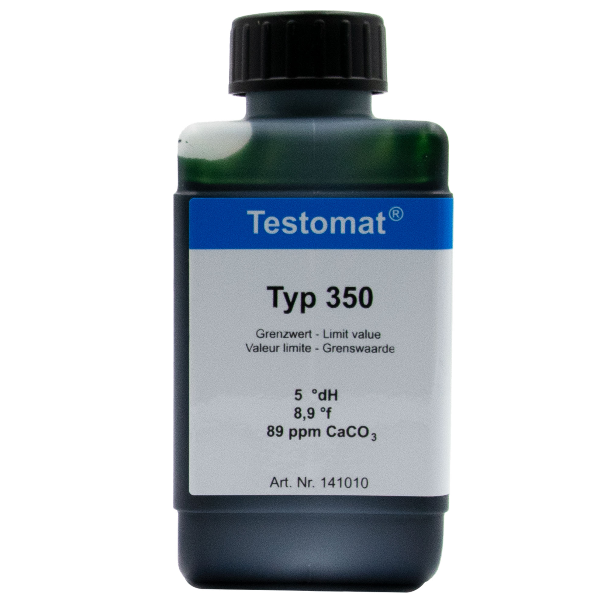 Testomat® 808 Indikator 350, Frontansicht der 500 ml Flasche, Wasserhärteanalyse