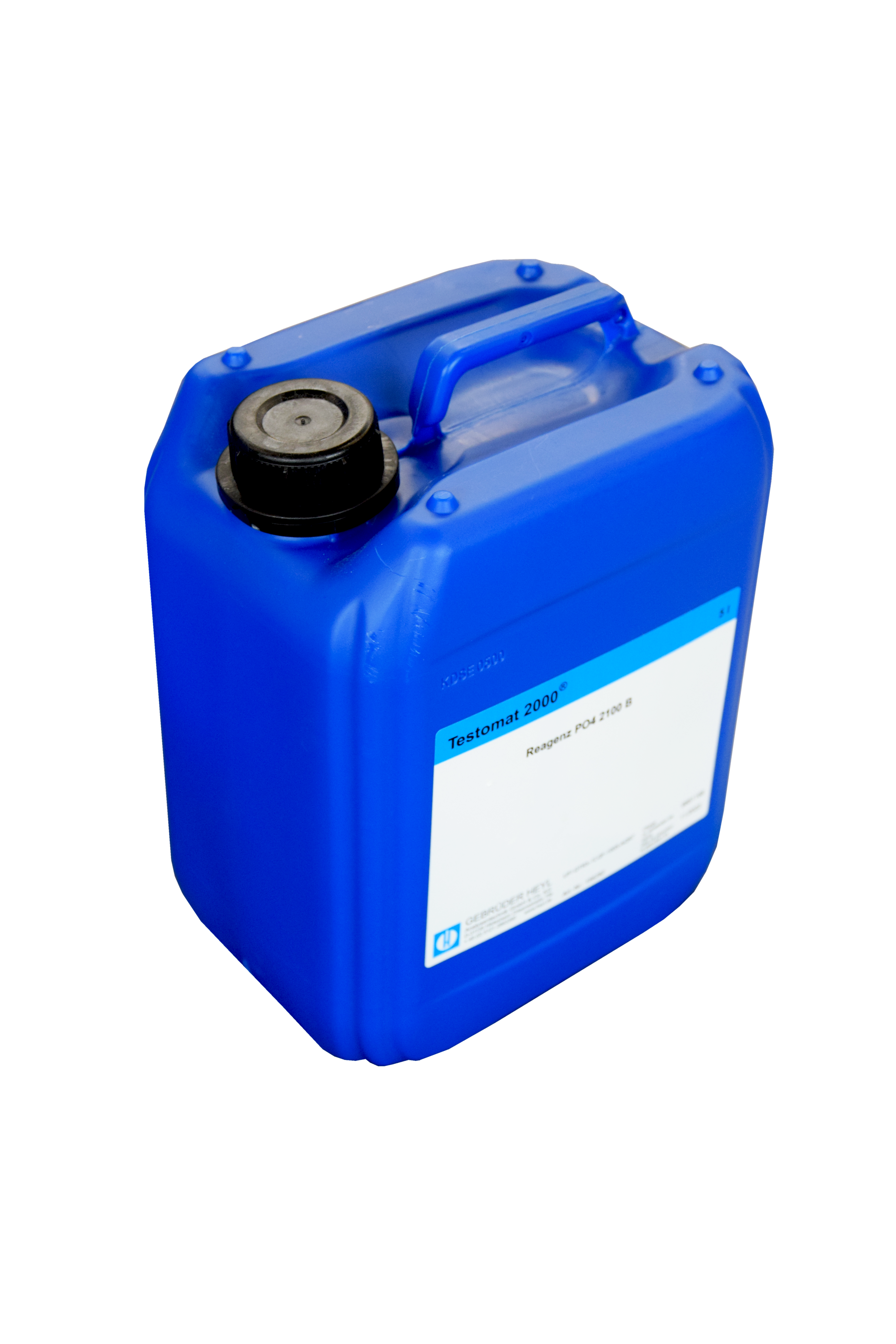 Testomat 2000® Reagenz PO4 2100 B 5 Liter Kanister, Seitenansicht des Kanisters