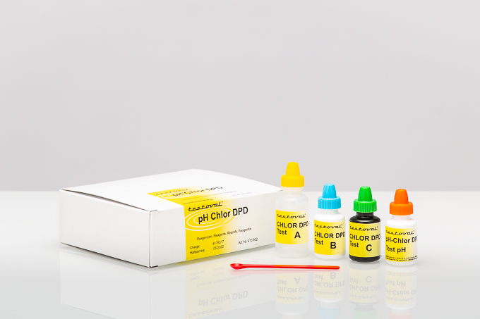 Testoval pH-Chlor DPD - Reagenzien Nachfüllpackung Testoval pH‑Chlor DPD Nachfüllset mit drei Reagenzienflaschen, gelbe Etiketten, pH‑Chlor Messung