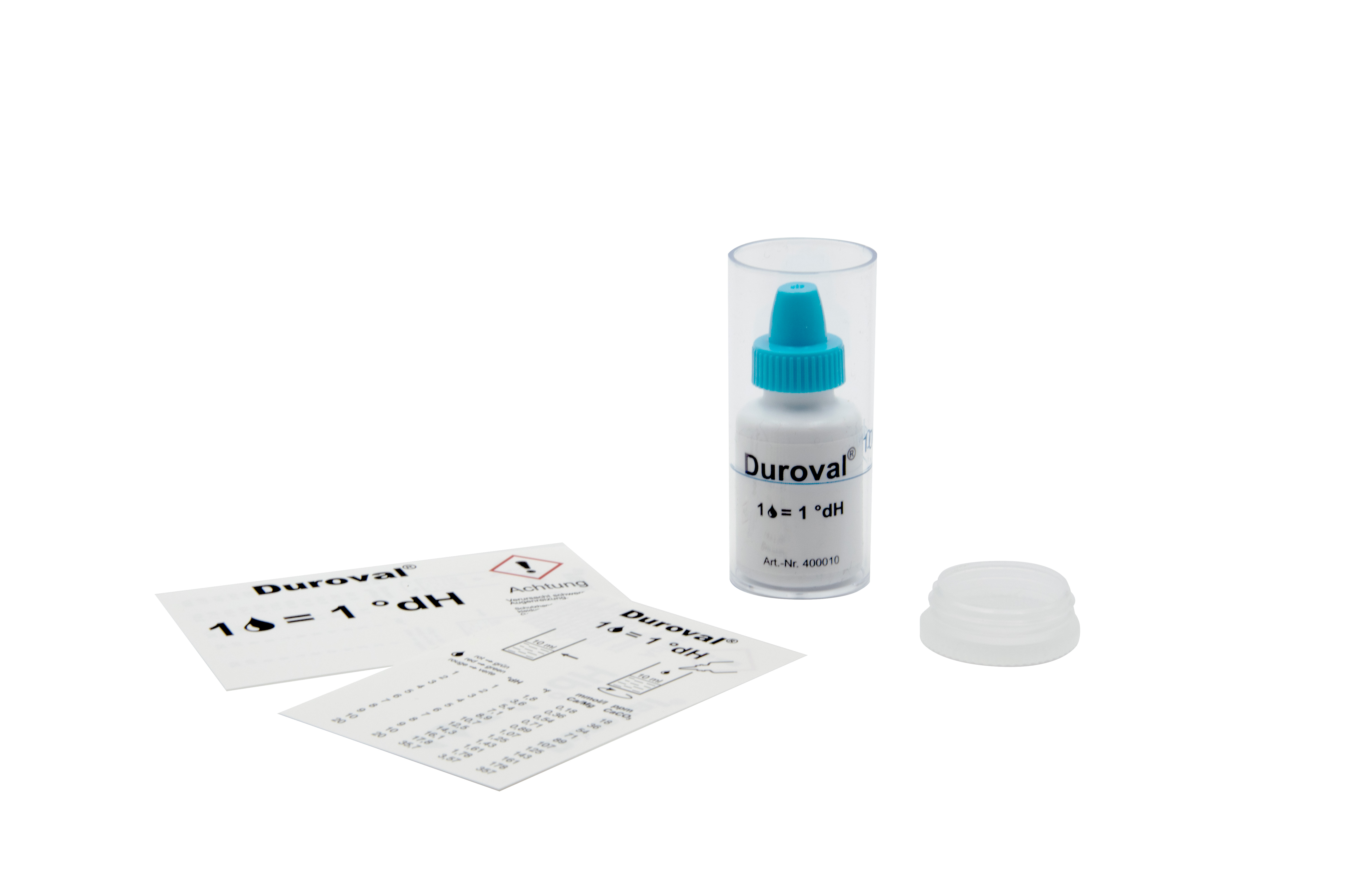 DUROVAL® Tropfentest, Komponentenübersicht für präzise Wasserhärtemessung