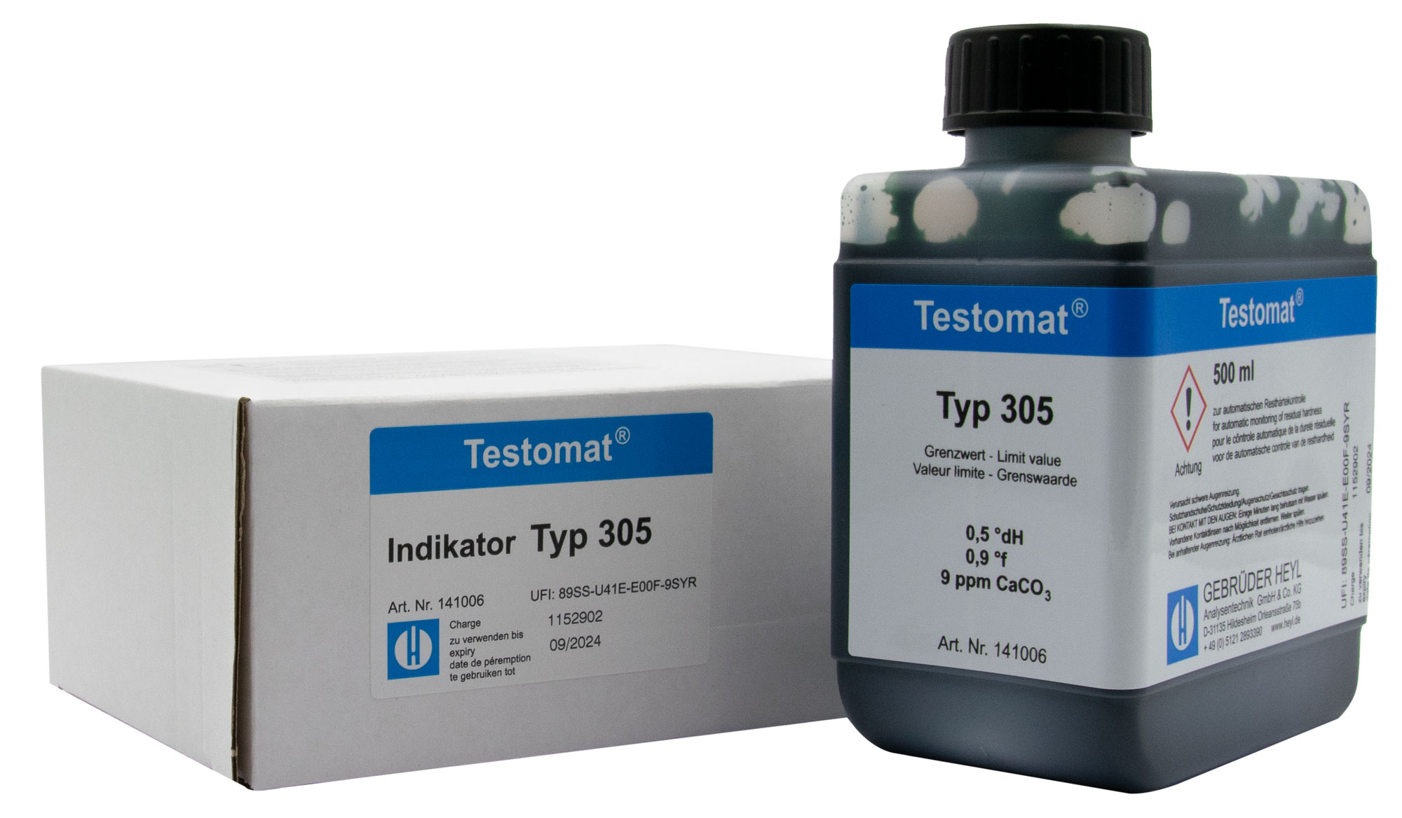 Testomat® 808 Indikator 305, 500 ml Flasche, Resthärte-Messung, Grenzwert 0,5 °dH