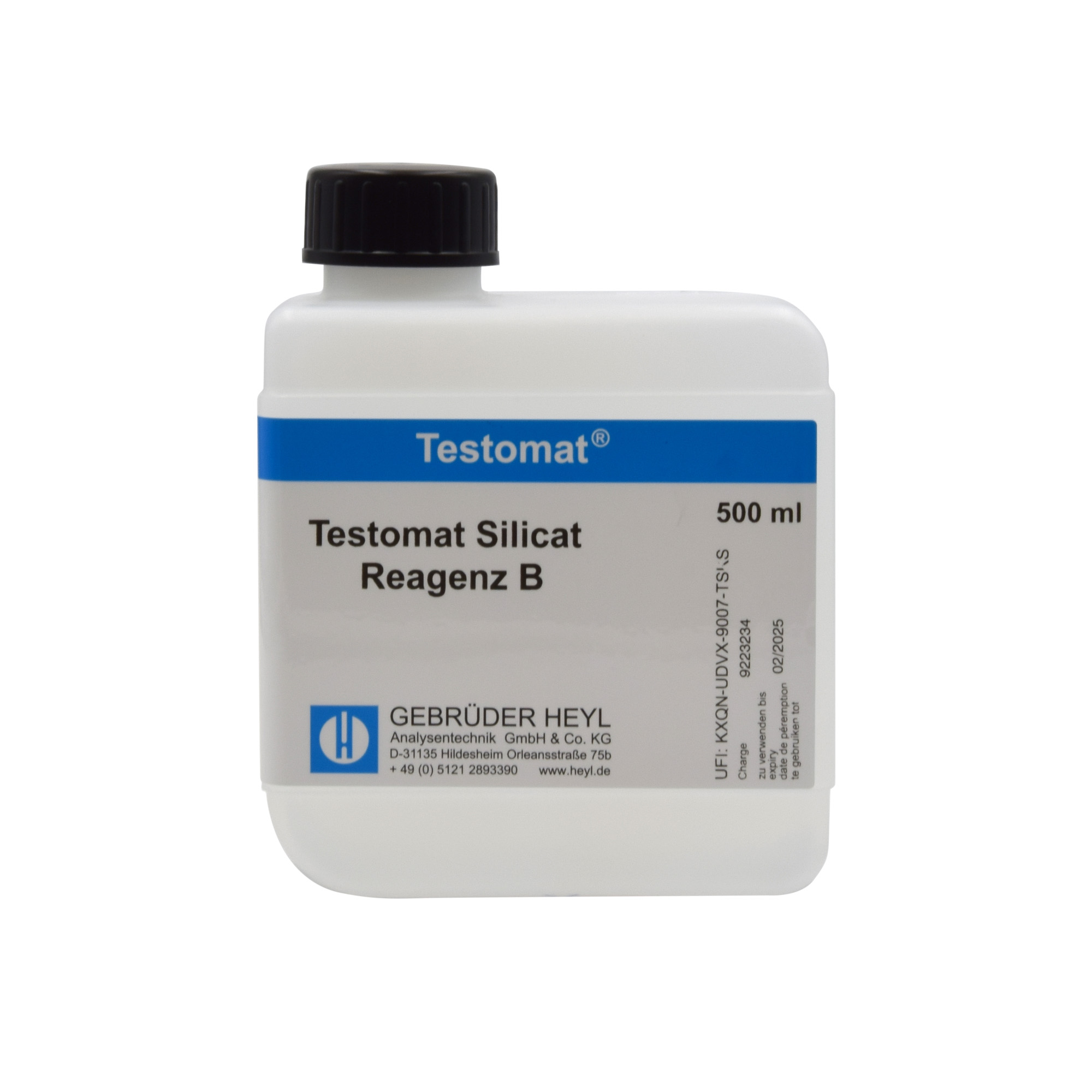 Testomat® 808 SIO2 Reagenz B, 500 ml Flasche, Seitansicht, Silikat-Messung